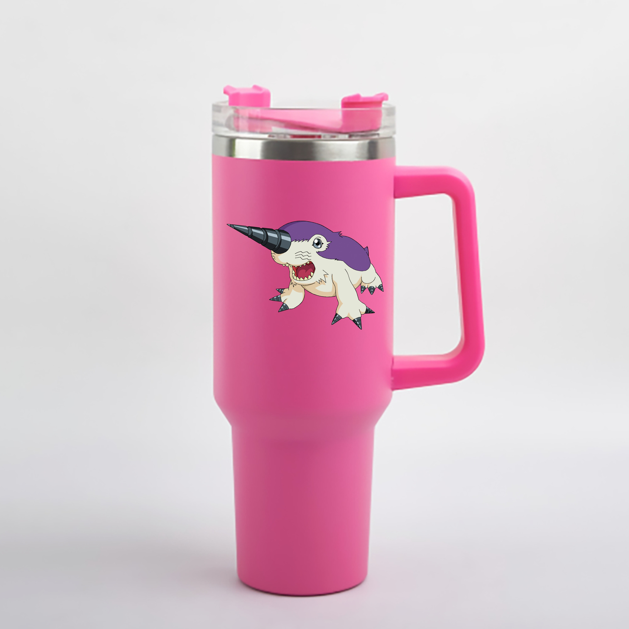 （画像用） Digimon デジタルモンスター/デジモン 1200mL車用タンブラー - クリスタルステッカー（プラスチックストロー付き）